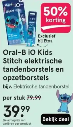 Etos Oral-B iO Kids Stitch elektrische tandenborstels en opzetborstels aanbieding
