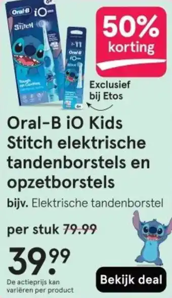 Etos Oral-B iO Kids Stitch elektrische tandenborstels en opzetborstels aanbieding