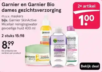Etos Garnier en Garnier Bio dames gezichtsverzorging aanbieding