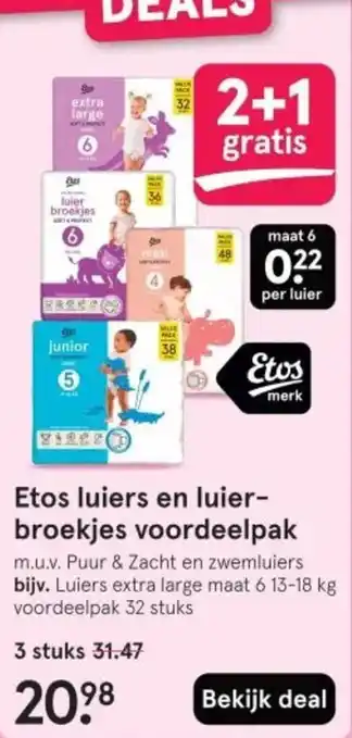 Etos Etos luiers en luierbroekjes voordeelpak aanbieding