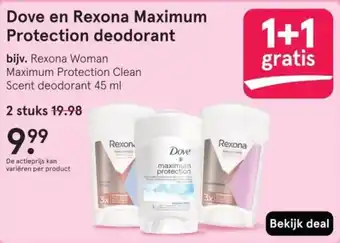 Etos Dove en Rexona Maximum Protection deodorant aanbieding