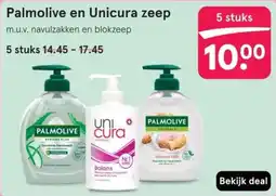 Etos Palmolive en Unicura zeep aanbieding