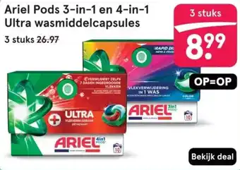 Etos Ariel Pods 3-in-1 en 4-in-1 Ultra wasmiddelcapsules aanbieding