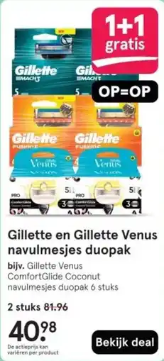 Etos Gillette en Gillette Venus navulmesjes duopak aanbieding
