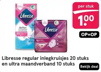 Etos Libresse regular inlegkruisjes 20 stuks en ultra maandverband 10 stuks aanbieding