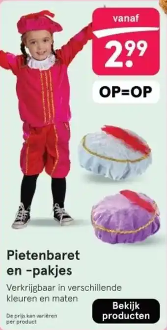 Etos Pietenbaret en pakjes aanbieding