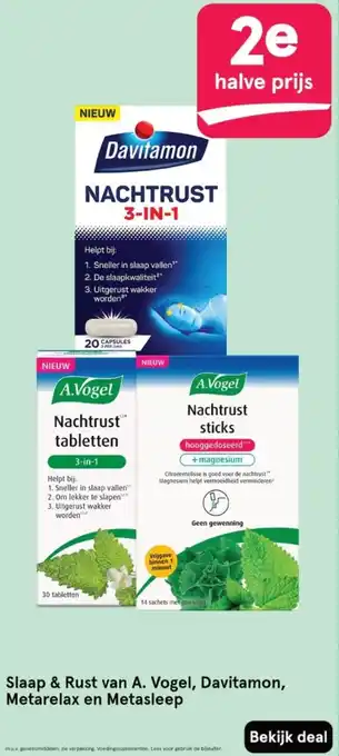 Etos Slaap & Rust van A. Vogel, Davitamon, Metarelax en Metasleep aanbieding