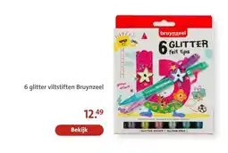 Bruna 6 glitter viltstiften Bruynzeel aanbieding