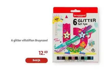 Bruna 6 glitter viltstiften Bruynzeel aanbieding