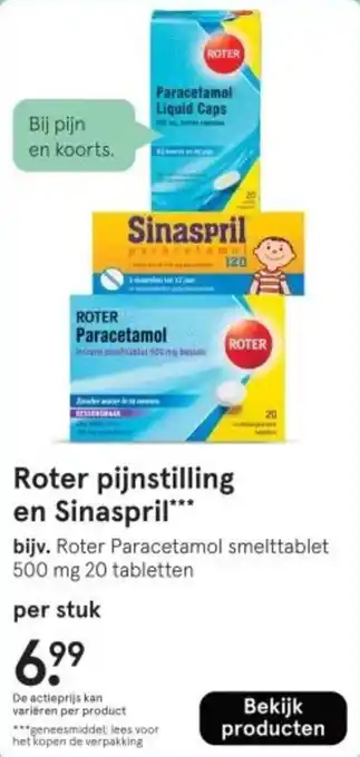 Etos Roter pijnstilling en Sinaspril aanbieding