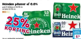 Boon`s Markt Heineken pilsener of 0.0% aanbieding