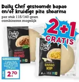 Boon`s Markt Daily Chef gestoomde bapao en/of kruidige pita shoarma aanbieding