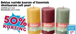 Boon`s Markt Bolsius rustieke kaarsen of Essentials dinerkaarsen soft pearl aanbieding