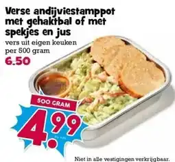 Boon`s Markt Verse andijviestamppot met gehaktbal of met spekjes en jus aanbieding