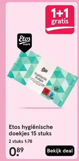 Etos Etos hygiënische doekjes 15 stuks aanbieding