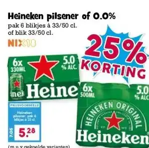 Boon`s Markt Heineken pilsener of 0.0% aanbieding