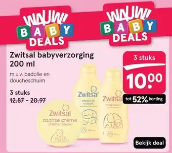 Etos Zwitsal babyverzorging 200 ml aanbieding