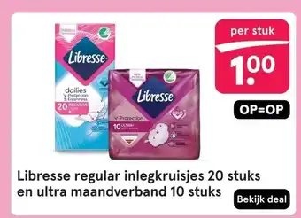 Etos Libresse regular inlegkruisjes 20 stuks en ultra maandverband 10 stuks aanbieding