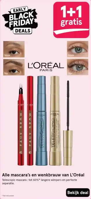 Etos Alle mascara's en wenkbrauw van L'Oréal aanbieding
