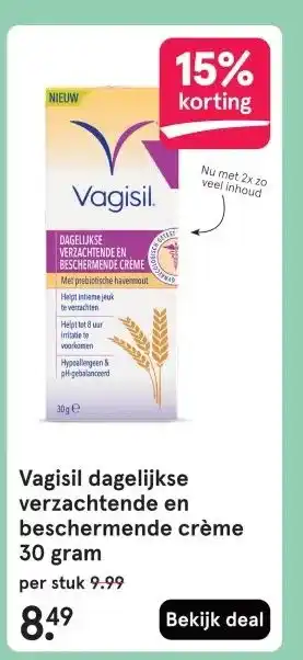 Etos Vagisil dagelijkse verzachtende en beschermende crème 30 gram aanbieding