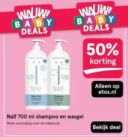 Etos Naïf 700 ml shampoo en wasgel aanbieding