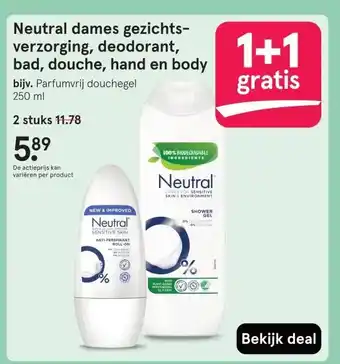 Etos Neutral dames gezichts- verzorging, deodorant, bad, douche, hand en body aanbieding
