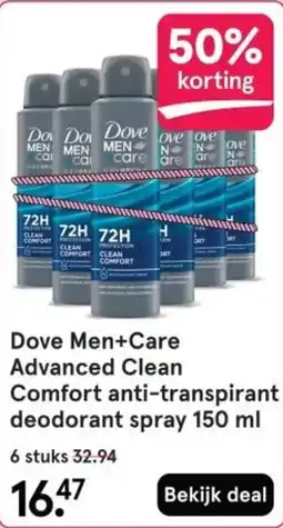 Etos Dove Men+Care Advanced Clean Comfort anti-transpirant deodorant spray aanbieding