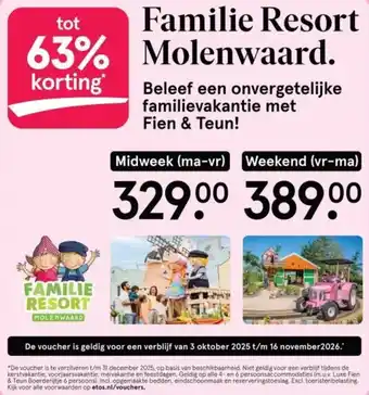 Etos Familie Resort Molenwaard. aanbieding