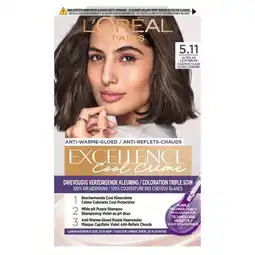 Trekpleister L'Oréal Paris Excellence Cool Crème 5.11 Ultra As Lichtbruin Haarkleuring aanbieding