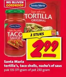 Nettorama Santa Maria tortilla's, taco shells, nacho's of saus aanbieding