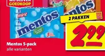 Nettorama Mentos 5-pack aanbieding