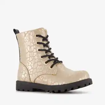 Scapino Blue Box meisjes veterboots met luipaardprint goud aanbieding