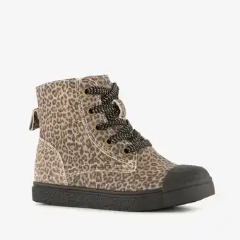 Scapino Stap leren meisjes veterschoenen met panterprint bruin aanbieding