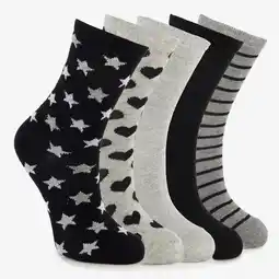 Scapino 5 paar kindersokken met print zwart grijs aanbieding
