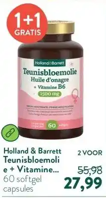 Holland & Barrett Teunisbloemolie + Vitamine B6 1500mg - 60 softgels aanbieding