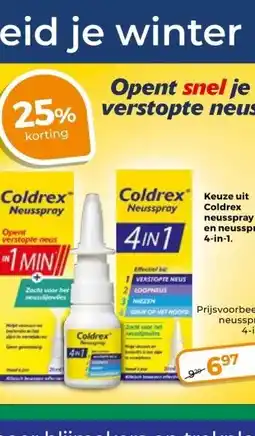 Trekpleister Keuze uit Neusspray Coldrex neusspray en neusspray 4-in-1. aanbieding