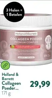 Holland & Barrett Collageen Poeder Premium Complex Natuurlijke Aardbei-/Limoensmaak - 171 gram aanbieding
