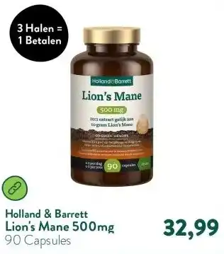 Holland & Barrett Lion's Mane 500mg aanbieding