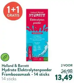 Holland & Barrett Hydrate Elektrolytenpoeder Framboossmaak - 14 sticks aanbieding