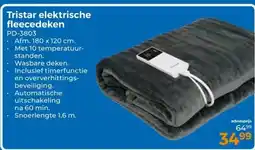 Trekpleister Tristar elektrische fleecedeken aanbieding