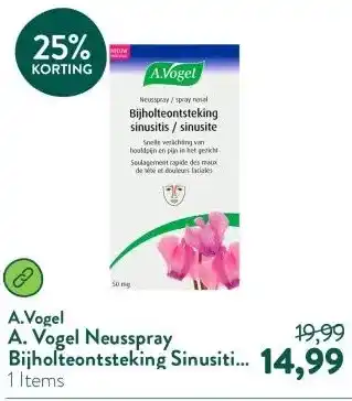 Holland & Barrett A. Vogel Neusspray Bijholteontsteking Sinusitis - 50mg aanbieding