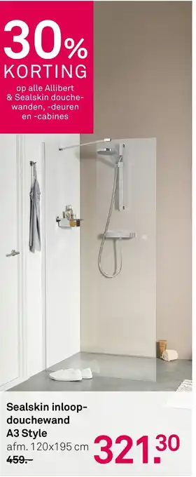 Karwei Sealskin inloop douchewand A3 Style aanbieding