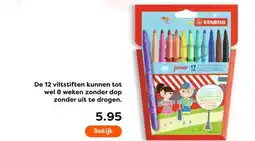 The Read Shop De 12 viltstiften kunnen tot wel 8 weken zonder dop zonder uit te drogen. aanbieding