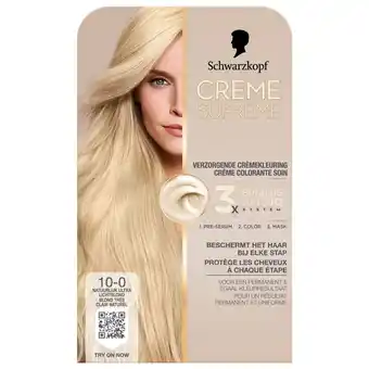 Kruidvat Schwarzkopf Creme Supreme 10-0 Natuurlijk Ultra Lichtblond Verzorgende Crèmekleuring aanbieding