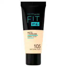 Kruidvat Maybelline New York Fit Me Matte & Poreless 105 Natural Ivory Foundation aanbieding
