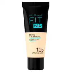 Kruidvat Maybelline New York Fit Me Matte & Poreless 105 Natural Ivory Foundation aanbieding