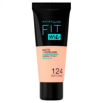Kruidvat Maybelline New York Fit Me Matte + Poreless 124 Soft Sand Foundation aanbieding