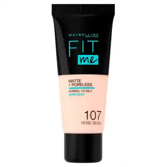 Kruidvat Maybelline New York Fit Me Matte & Poreless 107 Rose Beige Foundation aanbieding