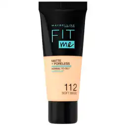 Kruidvat Maybelline New York Fit Me Matte & Poreless 112 Soft Beige Foundation aanbieding