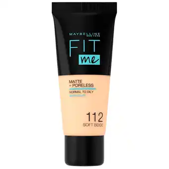 Kruidvat Maybelline New York Fit Me Matte & Poreless 112 Soft Beige Foundation aanbieding